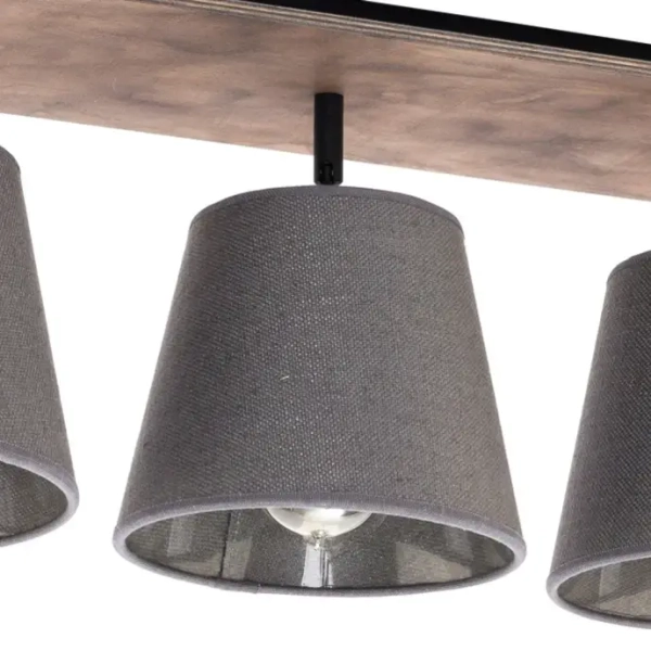 Drewniana lampa sufitowa AWINION 9717 potrójna do jadalni brązowa szara