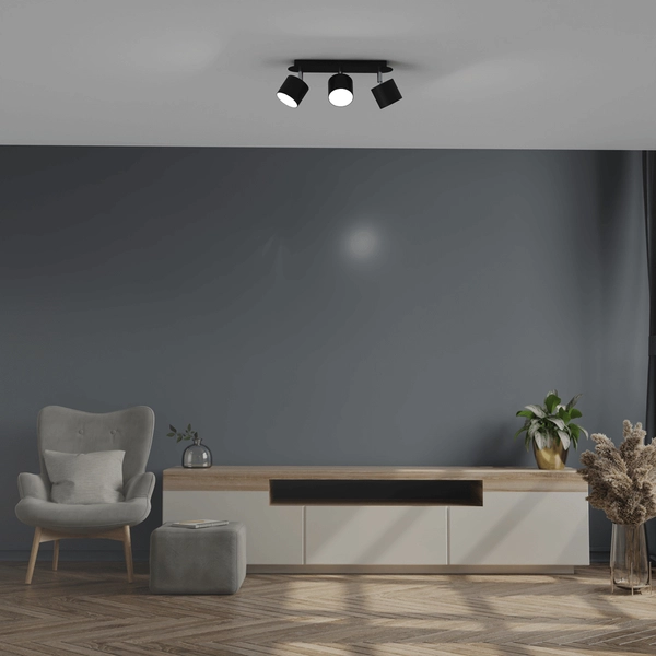 Reflektorowa lampa sufitowa Dixie nad kuchenną wyspę czarna