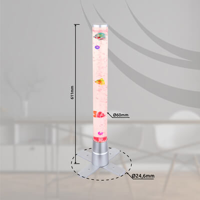 Dekoracyjna lampka podłogowa Mendoza z rybkami LED RGB 0,06W srebrna