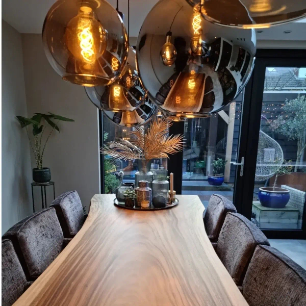 Szklana wisząca lampa Julius 34438/28/65 Lucide loftowa czarna złota