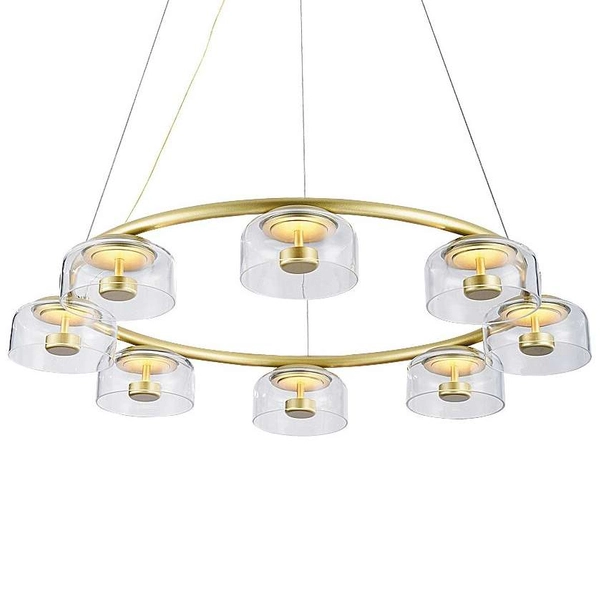 LAMPA wisząca LORELL 5390 Rabalux okrągła OPRAWA metalowa ZWIS pierścień LED 40W 3000K ring złoty przezroczysty