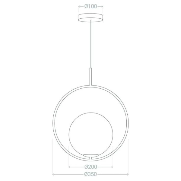 Wisząca lampa Milano ABR-KGR-E27 Abruzzo szklana kula złoty biały