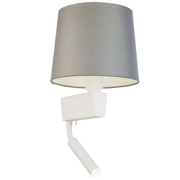 Abażurowa LAMPA ścienna CHILLIN 8215 Nowodvorski klasyczna OPRAWA kinkiet do czytania szary biały