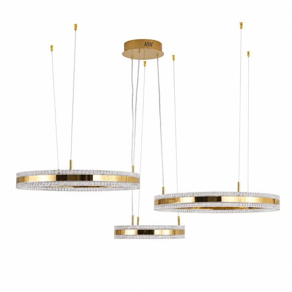 Lampa wisząca ARKADIA ST-6376-40+60+80 złota LED 95W 3000K ringi