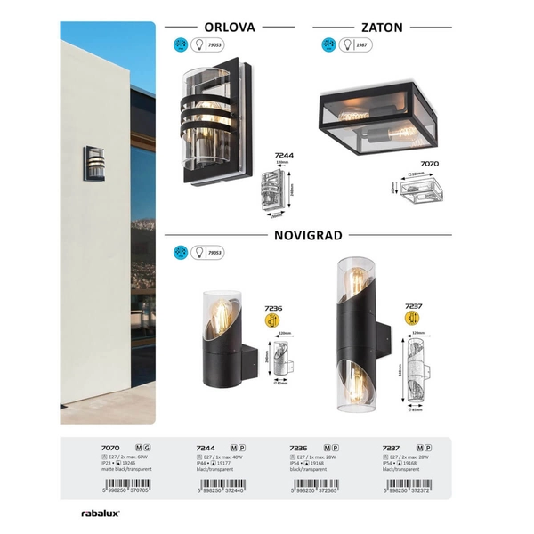 Kwadratowa lampa sufitowa na taras Zaton 7070 szklana IP23 czarna