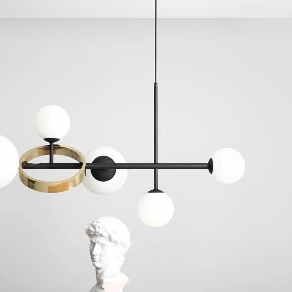 Wisząca lampa DIONE 1092K1 Aldex modernistyczna kule szklane sticks czarne