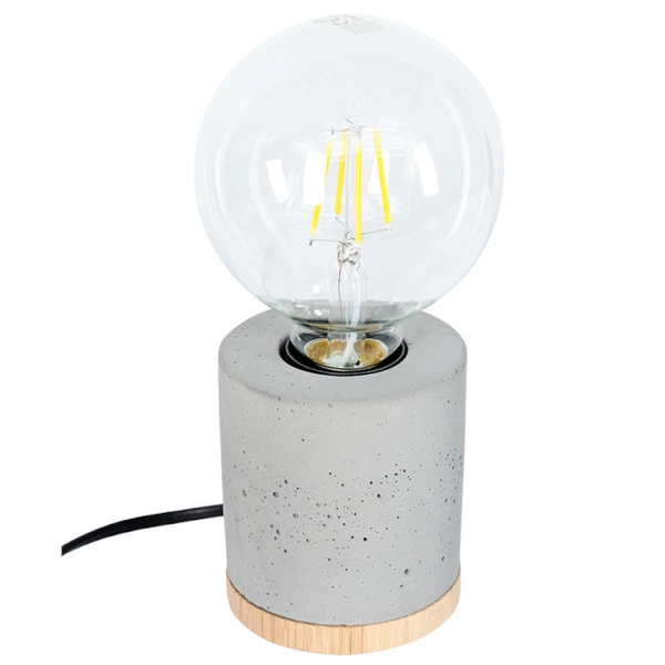 Lampa stołowa CESAR 88992174 betonowa stojąca szara drewno