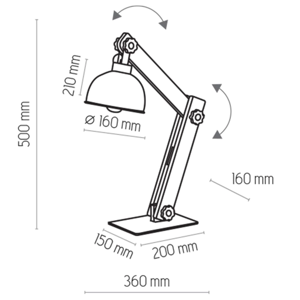 Rustykalna lampka nocna Oslo 5021 TK Lighting regulowana drewniana czarna