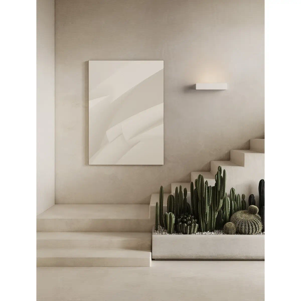 Prostokątna lampa ścienna z gipsu FILANSO LE45578 podłużna biała