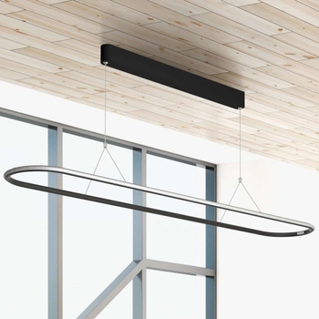 LAMPA wisząca SLIM/000001/3000/B MDECO metalowa OPRAWA owalny ZWIS LED 37W 3000K nad stół czarny
