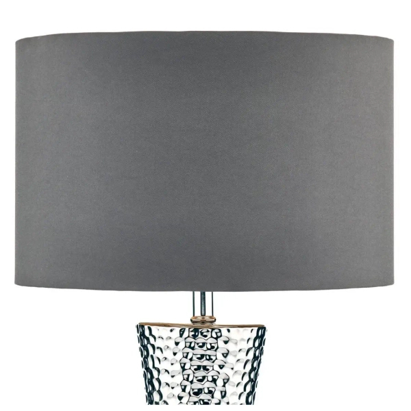Ceramiczna lampa stołowa Bokara BOK4232-X  jedwabny abażur srebrny