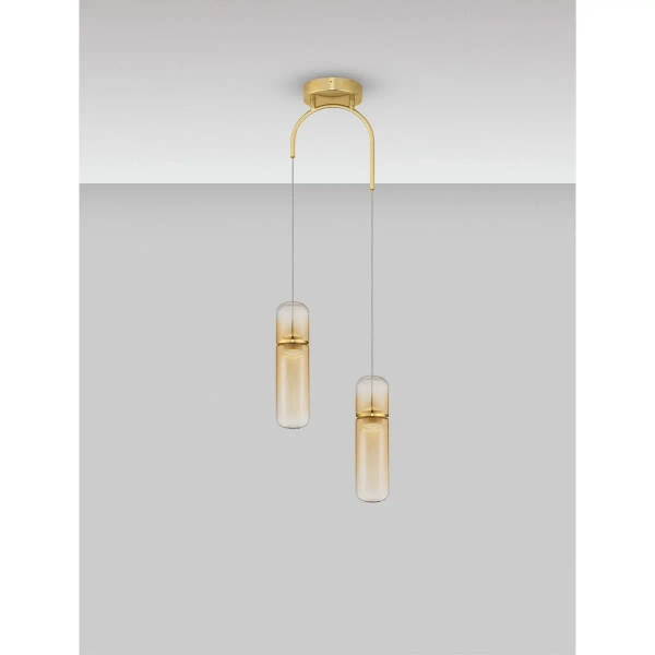 Podwójne zwisające tubki REBALVO LE45199 LED 14W 3000K złota