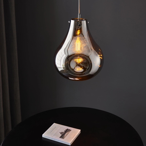 Wisząca lampa gruszka L&-199788 Light& szklany klosz chrom