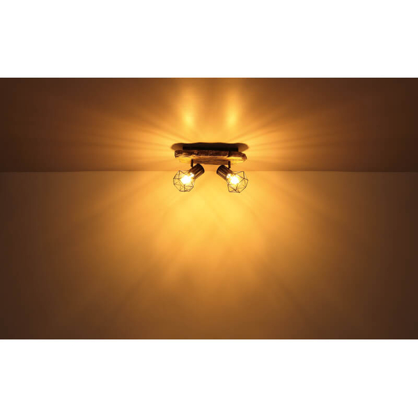 Sufitowa lampa rustykalna Priska 54017W-2 drewno czarna