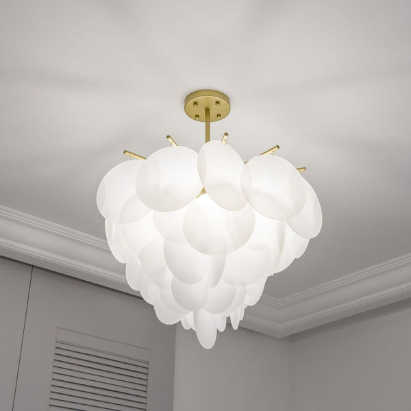Designerska LAMPA wisząca TROMSO P04094BR Cosmolight nowoczesny zwis z łańcuszkami mosiądz