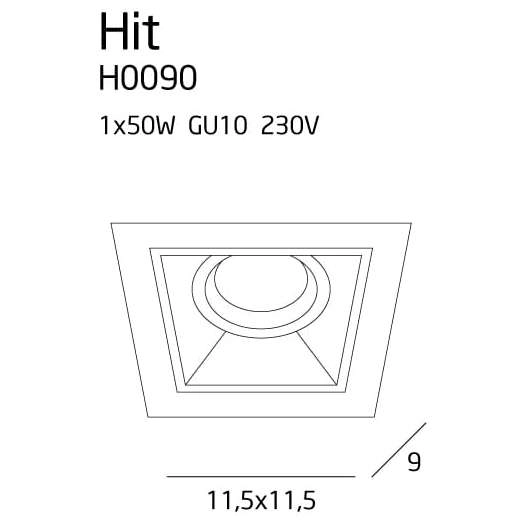 Sufitowa LAMPA podtynkowa HIT H0090 Maxlight metalowa OPRAWA kwadratowy wpust do zabudowy czarny