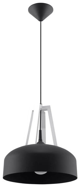 LAMPA wisząca SL.0389 okrągła OPRAWA metalowy ZWIS rustykalny drewno czarny biały