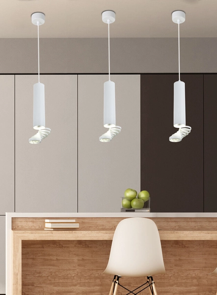 Regulowana lampa wisząca Tuba 31-77707 Candellux pojedyncza biała