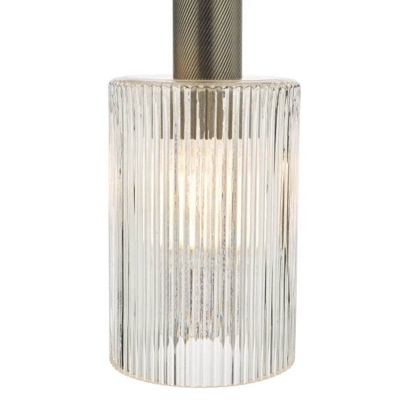 Industrialna zwisająca lampa Nikolas NIK0167-E01 ryflowane szkło chrom