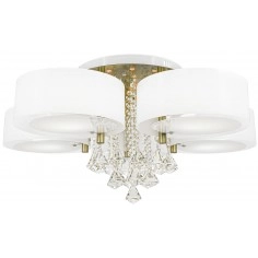 Glamour LAMPA sufitowa DRS8006/5 21QG Elem abażurowy plafon z łańcuszkami biały mosiądz