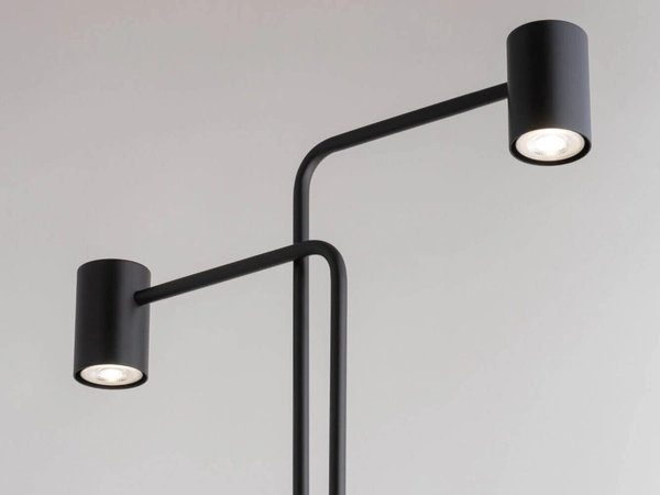 2-punktowa lampa stojąca Luis podłogowa do salonu czarna