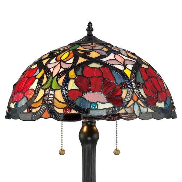 Secesyjna lampa stołowa Larissa QZ-LARISSA-TL Elstead szklana witrażowa