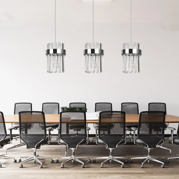 Kryształowa lampa wisząca Vetro LP-2910/3L CH do salonu chrom przezroczysta