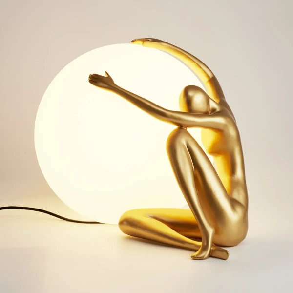 Lampa stołowa dekoracyjna WOMAN ST-6022-A biała złota włókno szklane akryl E27 kulista