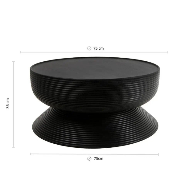 Drewniany stolik kawowy LAPIS MM001501100404 czarny do salonu 75cm