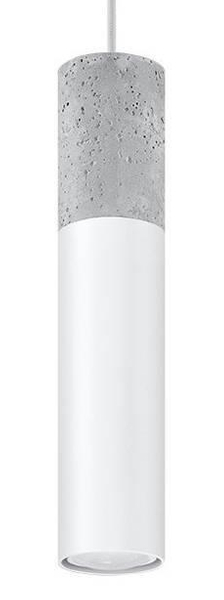 Wisząca LAMPA skandynawska SL.0647 metalowa OPRAWA tuba ZWIS okrągły beton biały