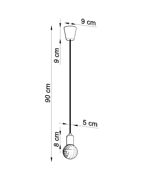 LAMPA wisząca SL.0575 industrialna OPRAWKA na żarówkę ZWIS przewód kabel szary
