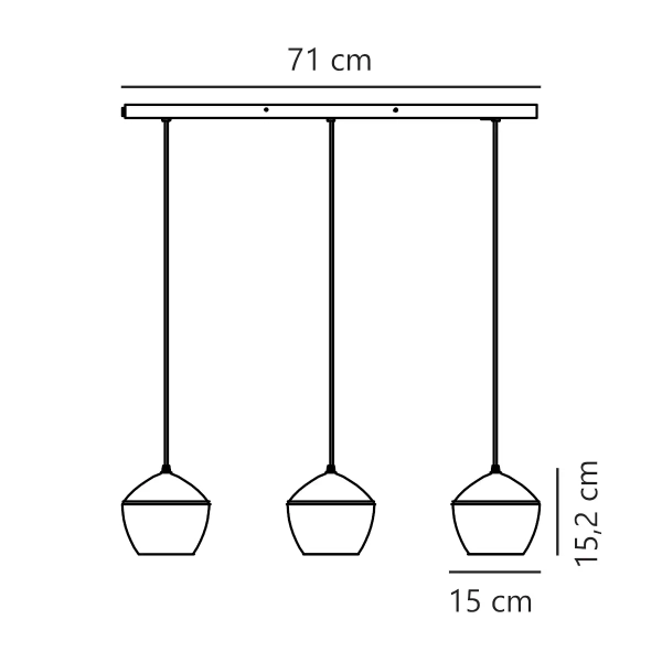 Szklana lampa wisząca Orbiform 2010693047 potrójna bursztynowa czarna