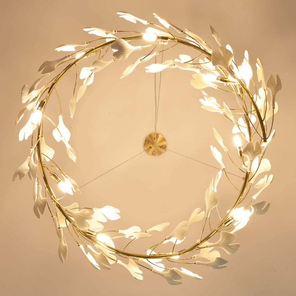 Ceramiczna lampa zwisowa Botanika XY080P-100 liście złota biała