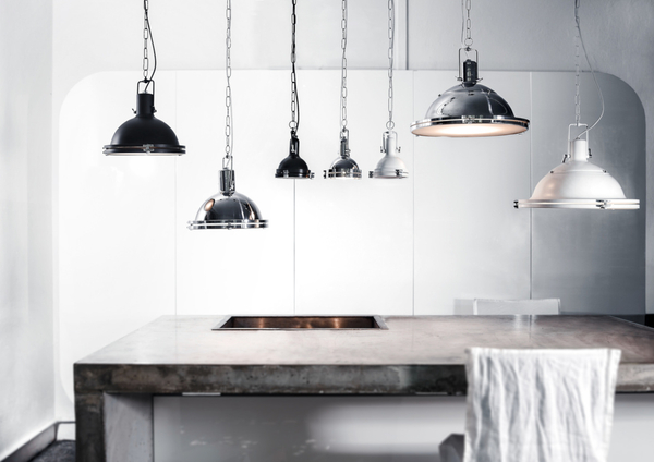 Industrialna LAMPA wisząca NAUTILIUS M 10265101 Kaspa metalowa OPRAWA okrągły ZWIS na łańcuchu biały