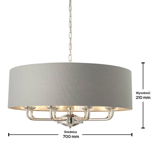 Żyrandol z abażurem Highclere 94415 Endon regulacja długości szary nikiel