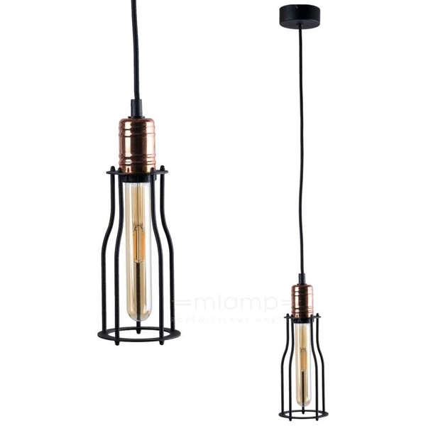 Industrialna LAMPA wisząca WORKSHOP 6337 Nowodvorski drut OPRAWA ZWIS pręt miedź czarny