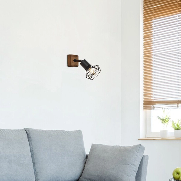 Ścienna lampa loftowa Zeus 3137 druciany kinkiet czarny do sypialni