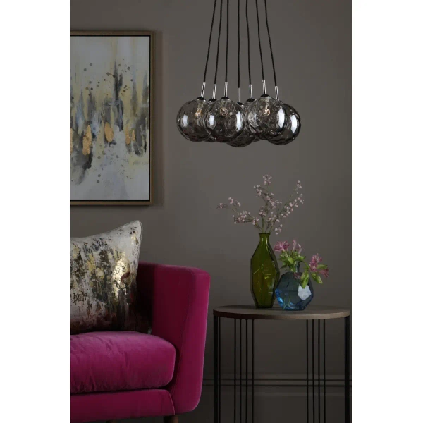 Wisząca lampa nad stół Elpis ELP342-10 szklane przydymione chrom