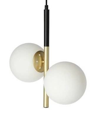 Szklane molekuły wiszące Duo kule nad łóżko białe złote