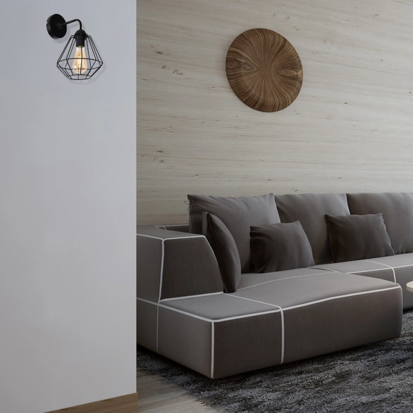 Druciana LAMPA ścienna COLIN MLP4788 Milagro metalowa OPRAWA industrialny KINKIET druciany czarny