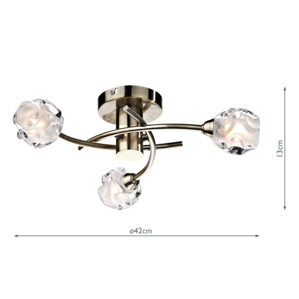 Antyczna lampa sufitowa SEATTLE mosiężna szklana metalowa 3p G9 do sypialni SEA5375