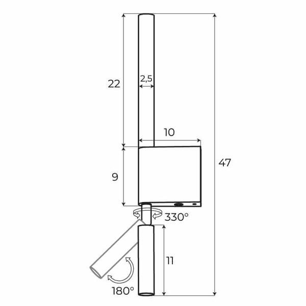 Ścienna lampa Organic W0339 Maxlight LED 2W 3000K regulacja nad łóżko czarny