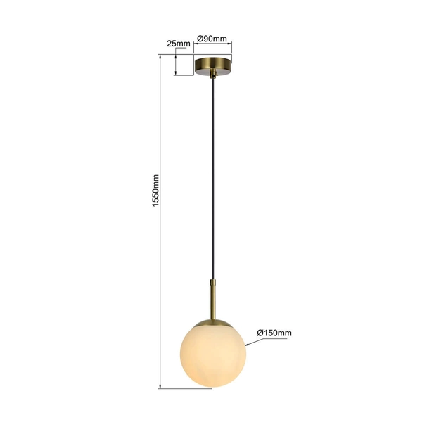 Salonowa lampa wisząca Dorado LP-002/1P kula złoty biały