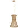 Rattanowa wisząca lampa Twyla QN-TWYLA-1P-BNG ażurowa złota