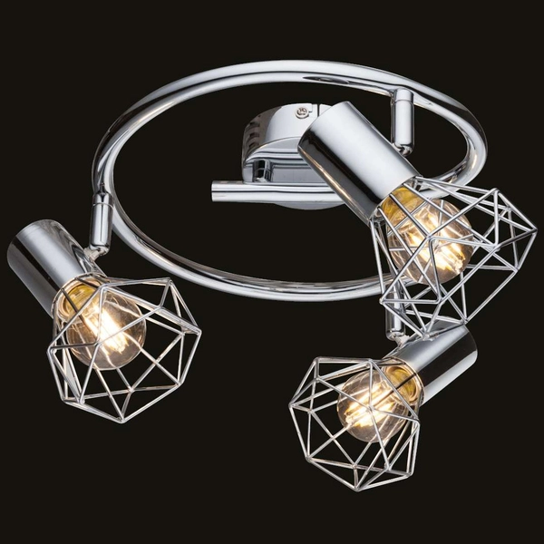 Industrialna LAMPA sufitowa XARA I 54802-3 Globo metalowa OPRAWA druciany plafon reflektorki spirala chrom