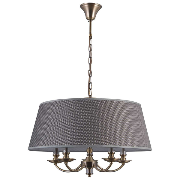 Żyrandol LAMPA wisząca ZANOBI PND-43272-5A Italux abażurowa OPRAWA zwis na łańcuchu klasyczny brąz antyczny szary