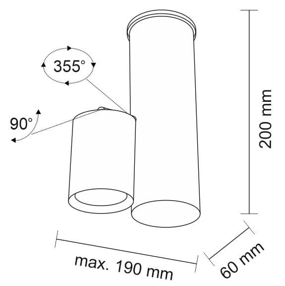 LAMPA sufitowa SHIMA 2201 Shilo metalowa OPRAWA tuba do łazienki okrągła czarna