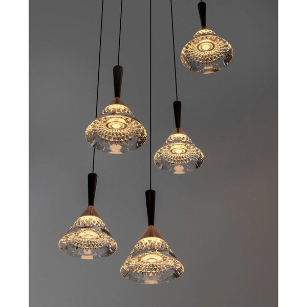 Kaskadowa lampa wisząca GUAY LE44215 LED 30W 3000K stożki czarna złota