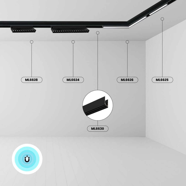 Szynoprzewód magnetyczny Magnetic Track ML9647 listwa 1m czarny