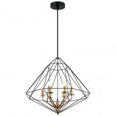 Industrialna LAMPA wisząca MARESMO PEN-6369-6-BKBR Italux świecznikowa OPRAWA druciana klatka metalowy zwis czarny złoty